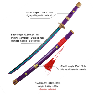 Roronoa <span class=keywords><strong>Zoro</strong></span> Katana 104cm espada de juguete de madera para Anime Unisex Cosplay personaje armas Accesorios - Product Image 3