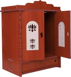 Handmade Customizable MDF Wooden Wall Temple for Home Business Office <strong>Pooja</strong> Mandir with Engraved <strong>Design</strong> and <strong>Doors</strong> - Product Image 4