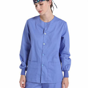 Nuovo Set Divisa Medica da Donna 2025, Blu, Maniche Lunghe, 100% Cotone, con Bottoni, Uniforme Infermieristica per Ospedale/Clinica/Dentista/Salone - Product Image 2