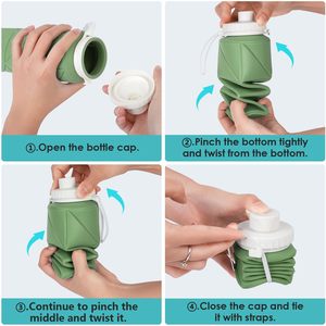 Pieghevole a prova di perdite Bpa gratis per bambini bottiglia di acqua in Silicone all'aperto pieghevole in Silicone bottiglia d'acqua per la palestra che corre Sport - Product Image 4