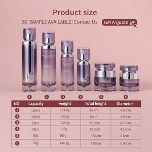 Emballages Bravo, flacons et pots de soin de la peau de luxe à double couche, fond en cristal, dégradé violet, PETG, pour lotion, sérum, tonique - Product Image 2