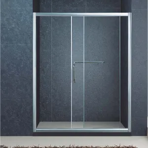 Puerta de Ducha Corredera Doble con Marco de Aluminio Moderno KMRY, Vidrio Templado, Garantía de 3 Años, Personalizable <span class=keywords><strong>para</strong></span> <span class=keywords><strong>Baños</strong></span> de Hoteles <span class=keywords><strong>Pequeños</strong></span> - Product Image 1