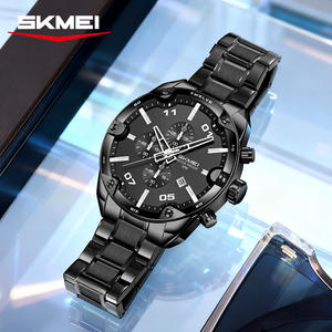 Montre chronographe à quartz personnalisée pour homme, bracelet en acier inoxydable, grand cadran à trois aiguilles, logo OEM personnalisé, cadeau de luxe - Product Image 4