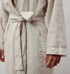 Personnalisé Homme Femme Japonais Lâche Casual 100% Lin 192gsm Robe De <span class=keywords><strong>Nuit</strong></span> Robe De Bain Lin Vêtements De <span class=keywords><strong>Nuit</strong></span> <span class=keywords><strong>pour</strong></span> La Maison Hôtel - Product Image 3
