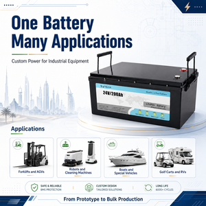 แบตเตอรี่ลิเธียมแบบ OEM ODM ขนาด 24V 12V สำหรับรถยกและแพลตฟอร์มทำงานบนที่สูง พร้อมระบบจัดการแบตเตอรี่อัจฉริยะ (Smart BMS) - Product Image 1