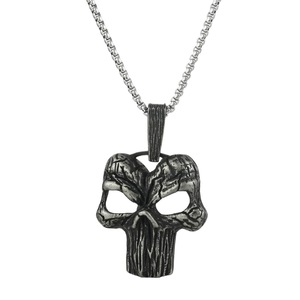Yunnique – collier avec pendentif tête de mort creuse en acier inoxydable pour hommes, Style Hip Hop Punk, chaîne de 60cm, couleur argent, bijoux à la mode - Product Image 5