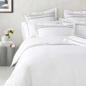 Technics Woven Plain 300tc 100% Cotton Eco-Friendly Wearable White <strong>Stripe</strong> King Size <strong>Bedding</strong> <strong>Set</strong> for 5 Star Hotel Use - Product Image 5