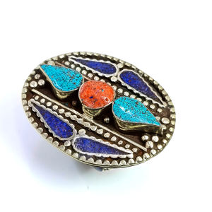 เครื่องประดับปะการังเทอร์ควอยซ์จากทิเบตผู้จำหน่ายแหวนแฮนด์เมดแบบขายส่งเครื่องประดับแบบหนึ่ง - Product Image 1