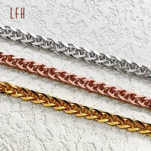 LFH vente en gros Au750 jaune Rose blanc or 18k pur or chaîne à baguettes collier bijoux en or 18k réel