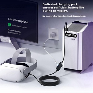 สำหรับเควส3 Pico 4 <span class=keywords><strong>VR</strong></span> สายดาต้าพร้อมแจ็กเก็ตพีวีซีชาร์จเร็ว5เมตรข้อศอกสำหรับเชื่อมต่อคอมพิวเตอร์และสตรีมมิ่ง USB Type-C Stock - Product Image 4