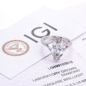 Platino <span class=keywords><strong>solitario</strong></span> D VS1 3.0CT taglio Marquise diamante laboratorio cresciuto anello di fidanzamento certificato IGI per le donne - Product Image 6