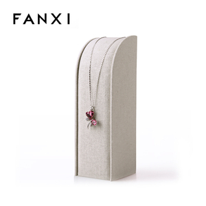 FANXI-Colgante de lino blanco cremoso para exhibición de Joyas, <span class=keywords><strong>expositor</strong></span> de collares para mostrador - Product Image 1