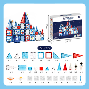 Jouets de la série spatiale Blocs d'assemblage 58 pièces Blocs de construction éducatifs pour enfants Art mural amusant Tuiles magnétiques Jouet pour enfants - Product Image 2