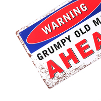 Impresión de cartel de estaño de advertencia decorativo Vintage, cuidado con el viejo gruñón, placas de Metal, cartel con eslogan para decoración de pared