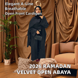 Abaya Cardigan Kimono Cape pour Femme 2026 Sharut Ramadan Eid Dubaï Turquie, en Crêpe Velours, Coupe Trapèze, Solide, Respirant, Ouvert sur le Devant, Style Islamique - Product Image 2