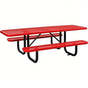 Ristorante rettangolare <span class=keywords><strong>esterno</strong></span> in metallo <span class=keywords><strong>tavolo</strong></span> e sedie in <span class=keywords><strong>acciaio</strong></span> maglia giardino <span class=keywords><strong>tavolo</strong></span> da Picnic antiruggine <span class=keywords><strong>tavolo</strong></span> da pranzo e panca - Product Image 4