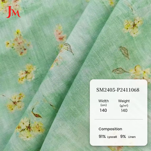 Tissu floral en lyocell et <span class=keywords><strong>lin</strong></span> bio tissé, doux et frais, imprimé numériquement sur mesure, idéal pour les vêtements et robes – Meilleures ventes - Product Image 3