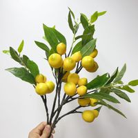 Ranting Buah Lemon Buatan Multi-Kepala Tanaman Hijau Halloween 55cm Dekorasi Rumah Segar Alat Peraga Foto Rangkaian Bunga Murni