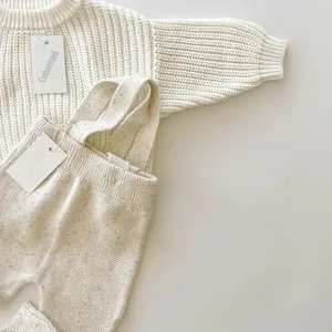 2024 New Design Custom Babi Boutique Striation Knitted Toddler Boys Baby Sweater Romper