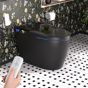 Salle de bain Nouvelle conception Couleur noir mat Lavage arrière Lavage des hanches Lumière ambiante Lumière nocturne Automatique Toilette intelligente monobloc - Product Image 3