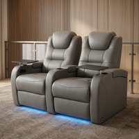 Canapé électrique moderne deux places en cuir véritable pour home cinéma, avec fauteuil inclinable électrique, rembourrage en mousse à mémoire de forme et structure en bois