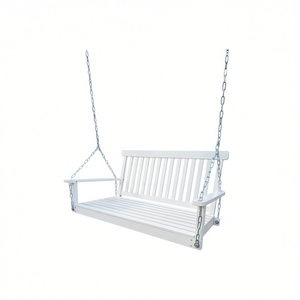 Columpio de madera de teca blanca con cadenas para porche delantero, patio exterior, jardín, patio trasero, terraza acristalada - Product Image 1