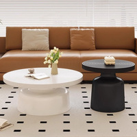 Table basse multifonctionnelle en acier écologique, durable et de luxe léger, design moderne italien pour salon, ronde, noir/blanc
