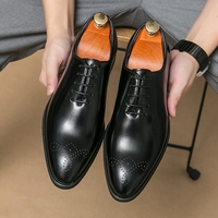 Chaussures de mariage en cuir à lacets de haute qualité, chaussures de bureau noires pour hommes