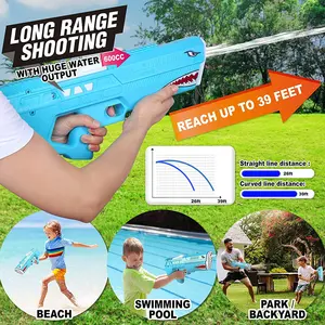 Shark-pistola de agua eléctrica para niños y adultos, juguete de pistola de agua automática con batería, súper absorbente, resistente al agua, potente