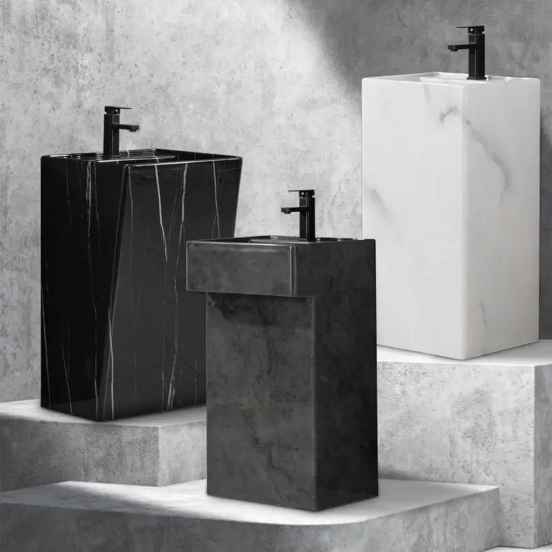 High Quality Customized Artificial Stone Sintered Stone Basin White Black Basin Sink Bathroom Artificial Stone Wash Basin