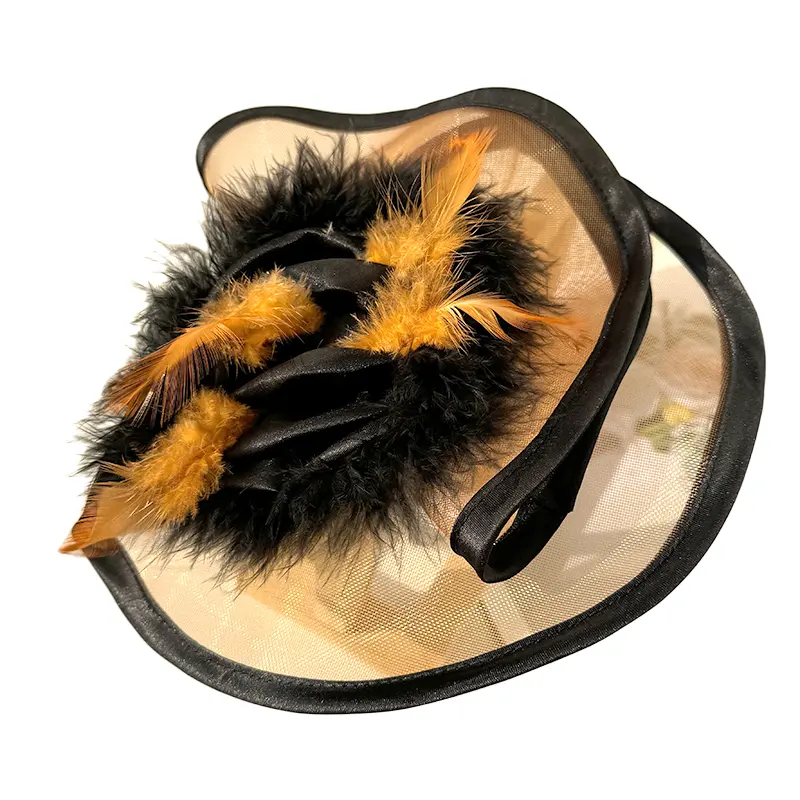 Diadema de calidad de Halloween para fiesta, sombrero de sombrerería de plumas para mujer, diadema Fascinator, accesorios Hari para mujer, diadema