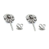 Conceptions de bijoux fins sur mesure en or blanc 18 carats SI diamant ovale cluster boucles d'oreilles fiançailles fête de mariage