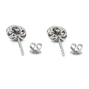Conceptions de bijoux fins sur mesure en or blanc 18 carats SI diamant ovale cluster boucles d'oreilles fiançailles fête de mariage - Product Image 3
