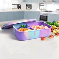 Boîte à lunch bento pour enfants en silicone de qualité alimentaire, écologique, sans BPA, étanche et chauffable, à 3 compartiments