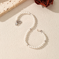 Bracelet en argent sterling 925 véritable avec étoile scintillante en zircon cubique, bracelet élégant à perles pour femmes, bijoux fins