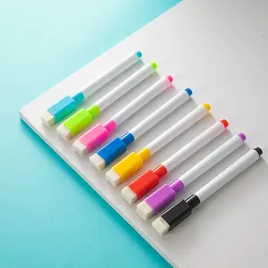 סיטונאי על בסיס מים עט מחק חוזר מגנטי לוח לבן צבע סמן עט עט לוח לבן עם מברשת