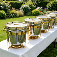 Plats de service en acier inoxydable doré, chauffe-plats à alcool pour buffet, 7L 11L, avec seau à soupe profond, ensemble chauffe-aliments pour hôtel