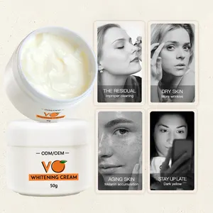 VC Krim Wajah Label Pribadi Korea Vit C Kecantikan Organik Anti Penuaan Pencerah Pelembab Vitamin C Pemutih Wajah