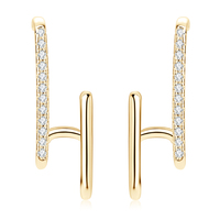Boucles d'oreilles élégantes en argent sterling 925, micro-pavé, moissanite taille ronde, clous géométriques pour femme, cadeau, vente en gros