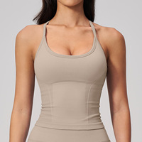 Débardeur de sport sans couture pour femme, col en U, amincissant, séchage rapide, pour la course, l'exercice et le yoga, hauts de sport sans manches