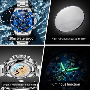 Envío Directo de Reloj Mecánico de Lujo para Hombre, de Acero Inoxidable, 20 mm, Hangzhou, Resistente al Agua 3BAR, Cronógrafo, Fase Lunar, Fecha, Rotación - Product Image 4