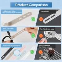 Sangles de Câble Multi-Usages Réutilisables, Organisateur de Câbles Élastique Pliable pour Chargeur de Téléphone, Fournitures de Bureau, Fixation et Regroupement en Caoutchouc