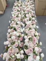 Chemin de table en soie artificielle de haute qualité, rose blanche moderne et luxueuse, décoration de table, centre de table de mariage