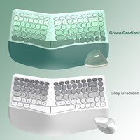 Ensemble clavier et souris sans fil ergonomique 2,4 G avec repose-poignets, design divisé, souris verticale 1600 DPI pour PC/ordinateur portable/ordinateur de bureau