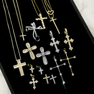 Local Stock Trendy Classic <b>Cross</b> <b>Necklace</b> 18K <b>Gold</b> Plated Simple Copper Chain Sparkling Zircon Unisex Daily Wear Wedding - Product Image 4