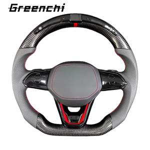 พวงมาลัยคาร์บอนไฟเบอร์แห้งแบบ LED สำหรับรถแข่ง VW Golf Mk8 <span class=keywords><strong>GTI</strong></span> R ปี 2020-2024 อัพเกรดภายในแบบกำหนดเองเพื่อเพิ่มประสิทธิภาพ ไม่รวมถุงลมนิรภัย - Product Image 2