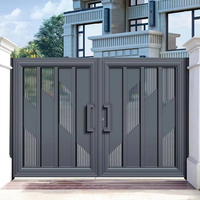Portail battant en aluminium anti-corrosion pour extérieur, portail d'entrée moderne à lattes verticales pour villa résidentielle extérieure