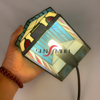 Usine Chinoise En Gros Personnalisé Vitrail Tiffany Style Dimmable LED Cadeau De Noël Lampe Veilleuse Belle Petite Maison