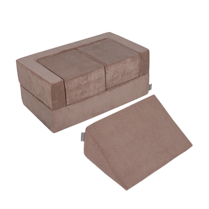 Set da gioco modulare 5 pezzi in morbido peluche di velluto a coste, a forma cilindrica, per piscina di palline interna per bambini, colore azzurro - Product Image 5