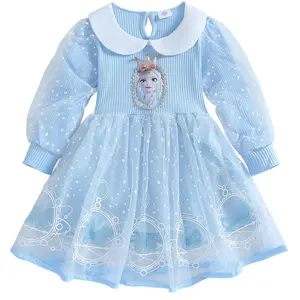 Vestido de princesa Aisha para niña, primavera y otoño 2024, nuevas estrellas, falda de gasa de manga larga, hijo, versión coreana, vestidos para niñas